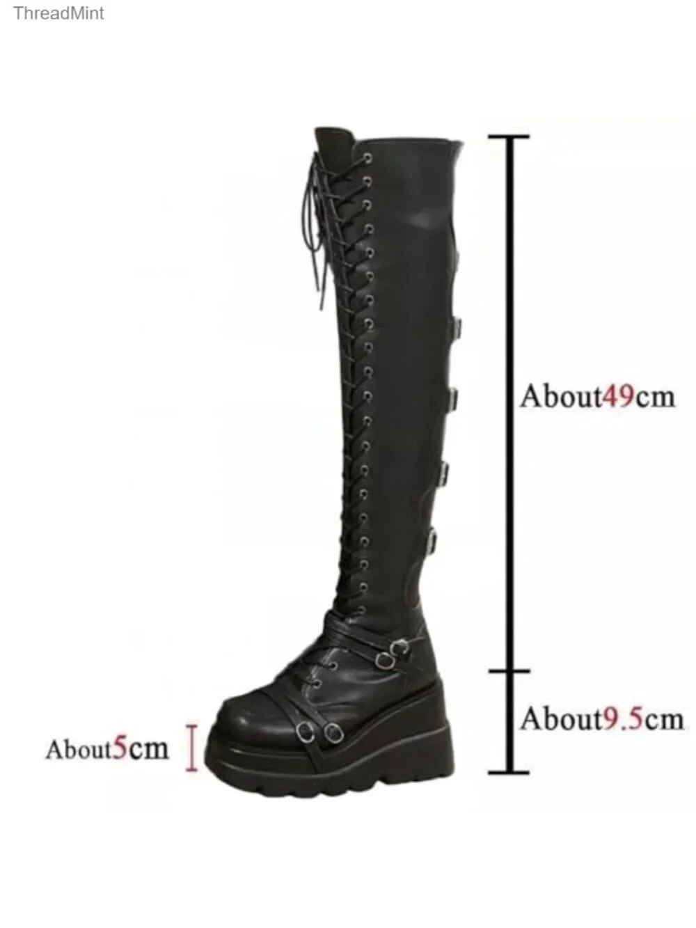 Women's Over Knee Boots Gothic Punk Thigh High Motorcycle Lace Up
